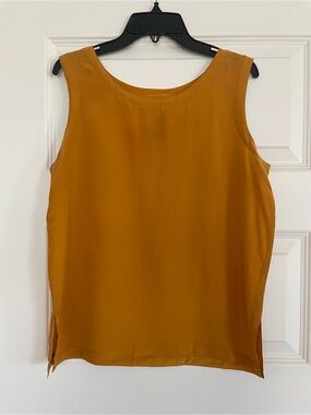 Vintage Marguerite Li Women's 100% Silk Sleeveless Boxy Tank Top in Marigold
